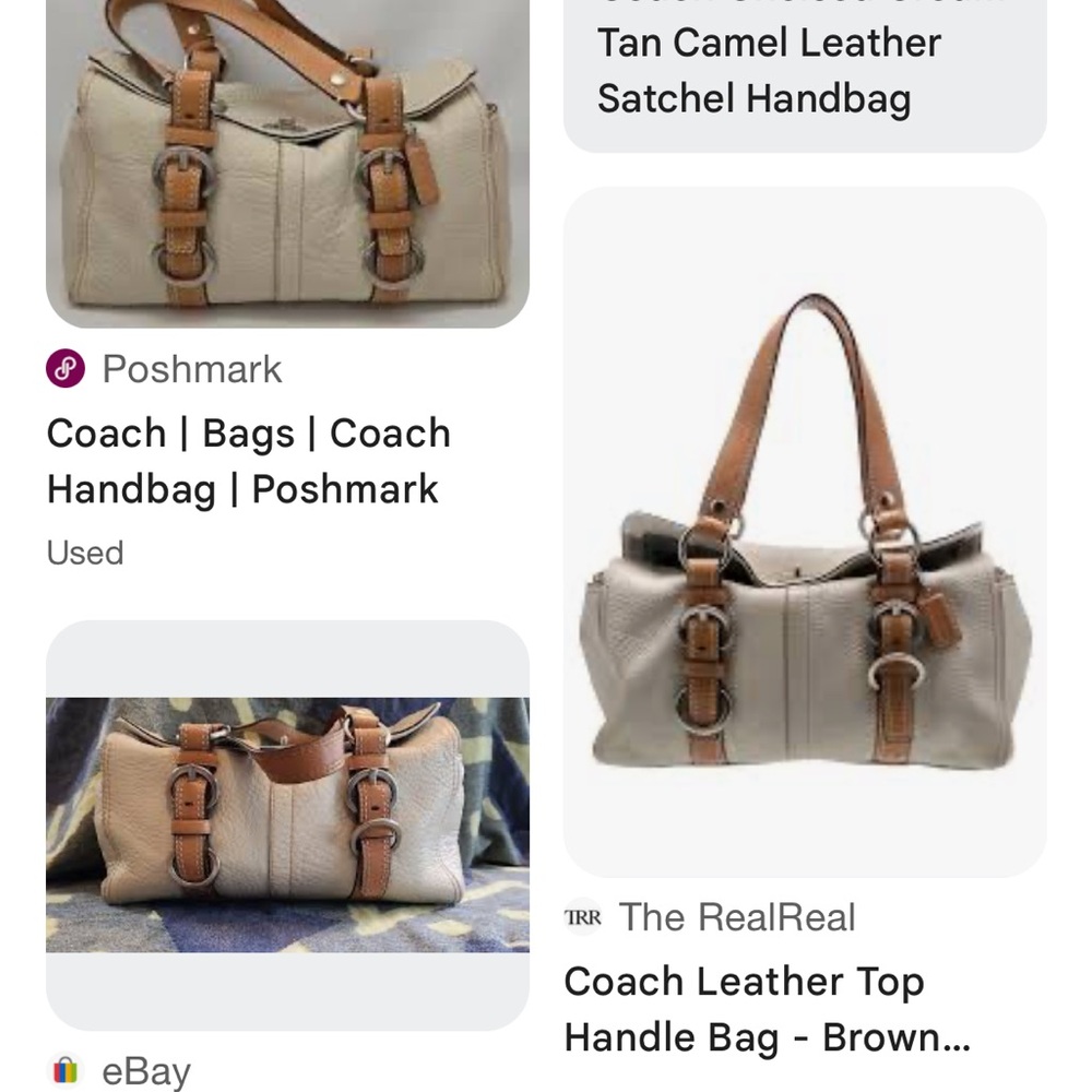 Coach Tan and Brown Leather Satchel with Structured Design